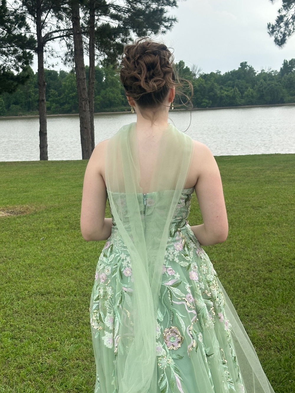 Strapless Green, Purple/Pink, Gold, Floor Length Prom Dress - Picture 2 of 3